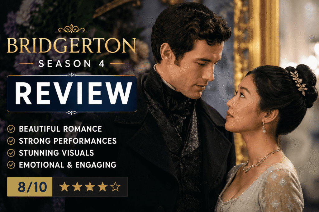 Bridgerton Season 4 review featuring Benedict and Sophie in an elegant ballroom setting