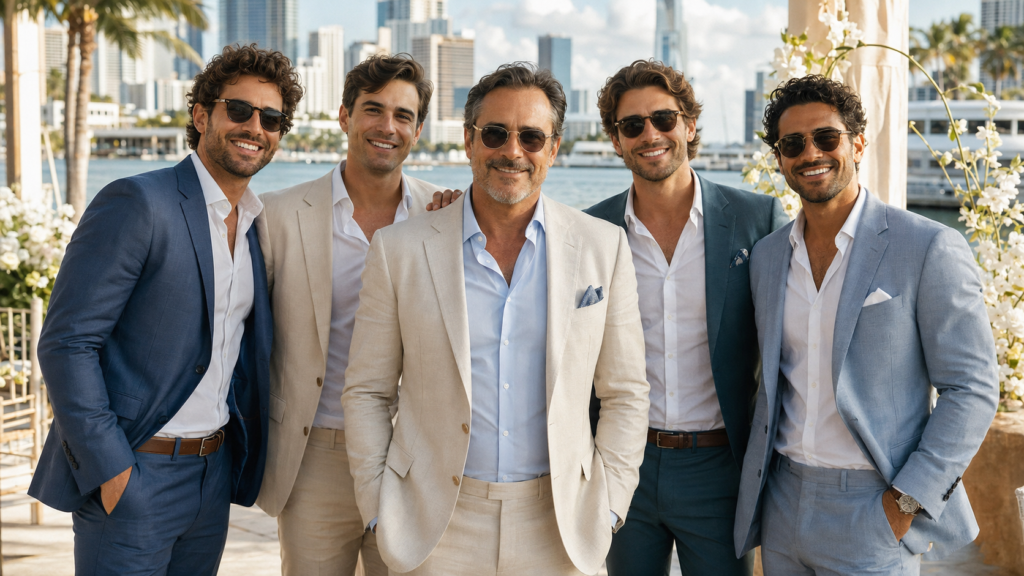 72 Hours Kevin Hart ending image represented by an executive and younger friends at a Miami waterfront wedding