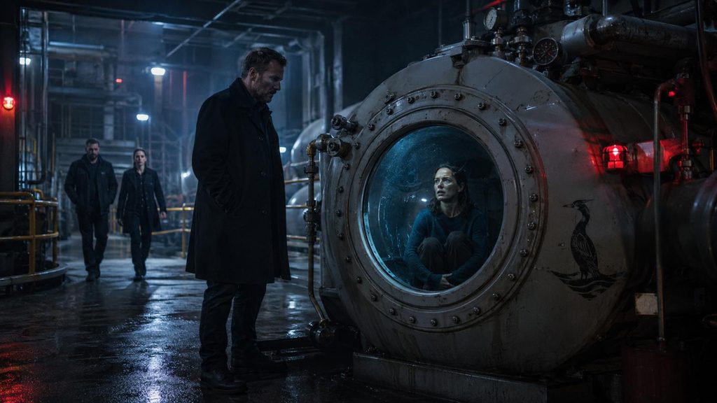 Lyle Jennings Dept. Q ending scene near Merritt’s hyperbaric chamber