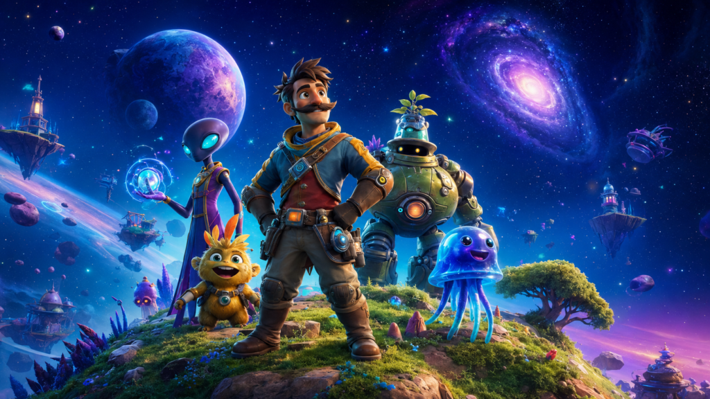 The Super Mario Galaxy Movie streaming guide with a colorful cosmic adventure