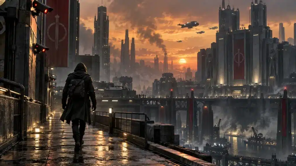 Andor Season 2 review scene with a lone resistance operative in a futuristic city