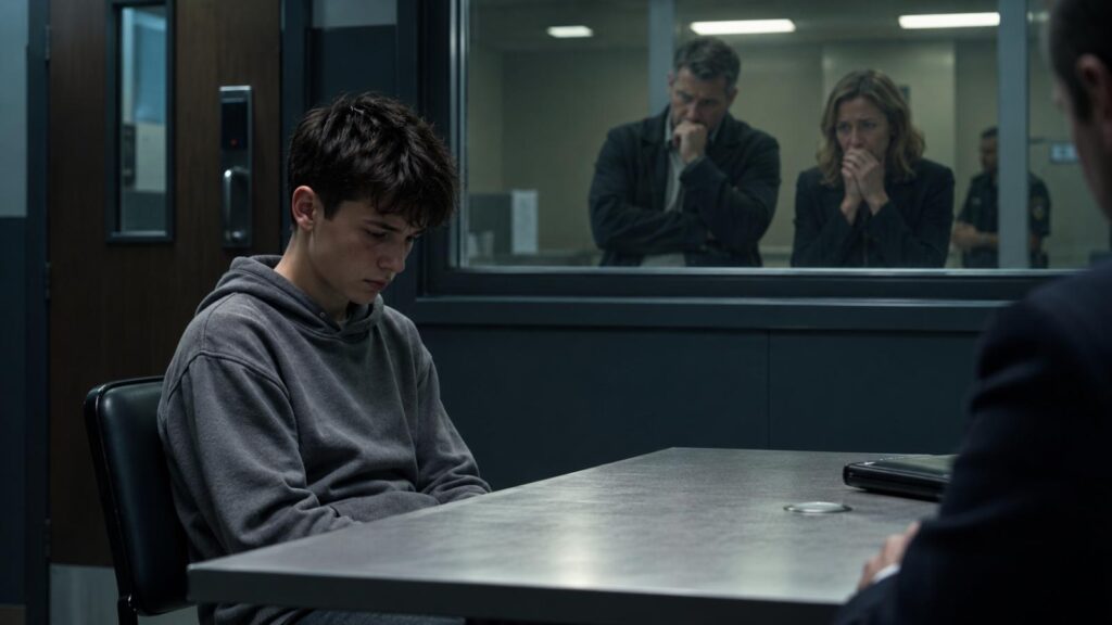 Father standing outside an empty teenage bedroom in Adolescence Netflix drama
