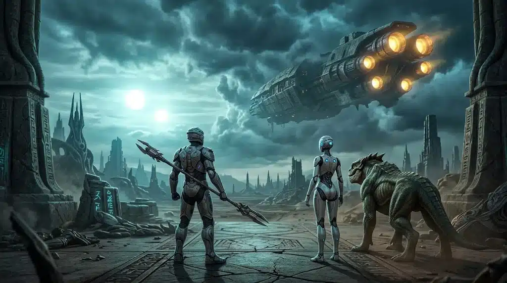 Mysterious spacecraft arrival in Predator: Badlands ending explained concept artwork